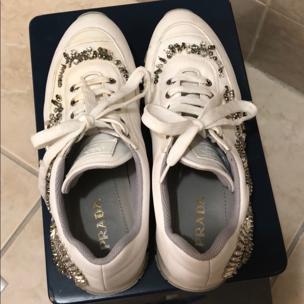 Prada women white sneakers size 37 - Picture 5 of 8